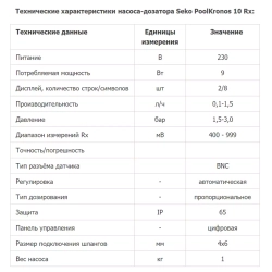 Станция дозирования химии в бассейн перистальтическая - редокс Rx redox 1.5 л/ч - с монтажным комплектом - KXRX1H1HM1000/20104, PoolKronos 10 Rx - Seko, Италия