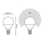 Лампа Gauss LED Шар 6,5W E14 550 lm 6500К 105101307