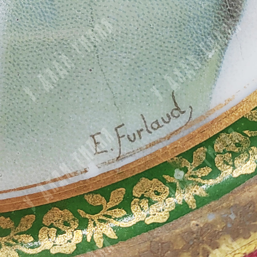 [Кузнецовский фарфор] Фурло Этьен. Декоративная тарелка с портретом Наполеона Бонапарта. 1912 г.