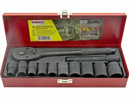 Набор инструментов 12 предметов слесарно-монтажный 1/2" 6-ти гран. 10-24мм ударных WMC-4122-5
