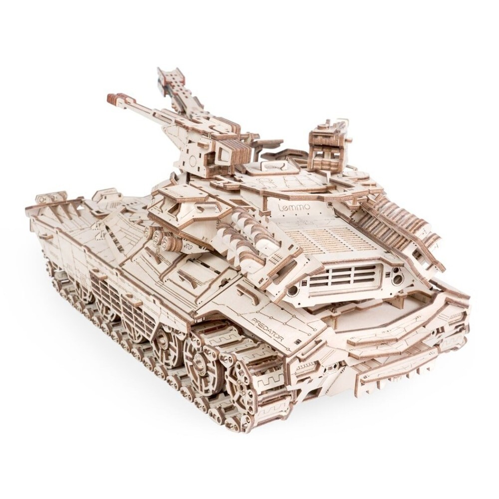 Танк Хищник от Lemmo из фанеры. Деревянный конструктор, сборная модель, 3D пазл, военная техника, стреляет
