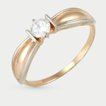 Помолвочное кольцо женское из красного золота 585 пробы с фианитами (арт. К-2818)
