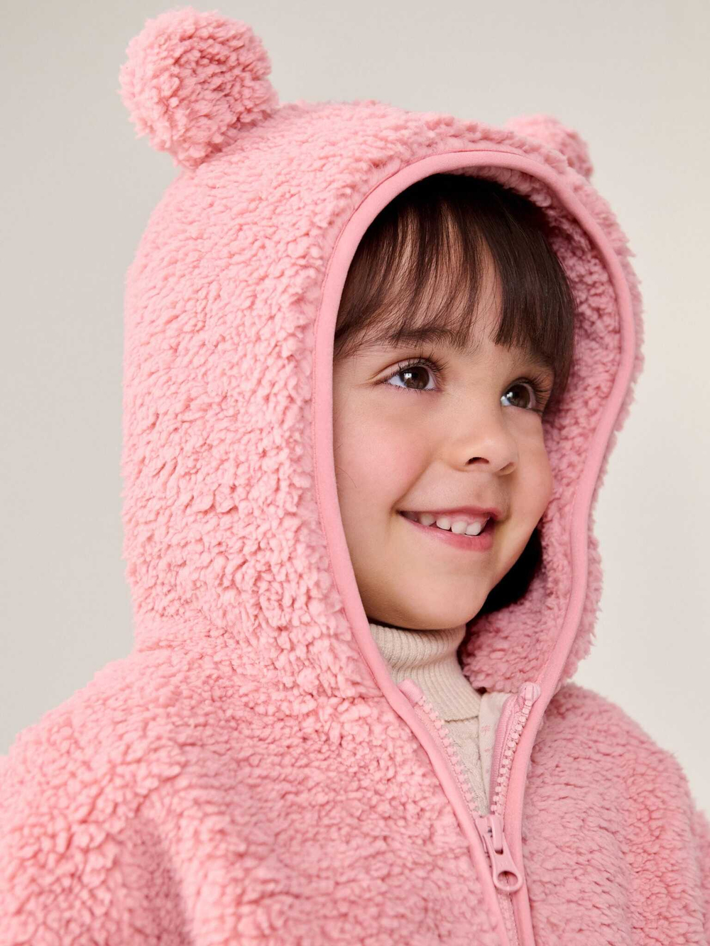 Куртка флисовая с капюшоном на молнии для девочки Next 378-049, Розовый