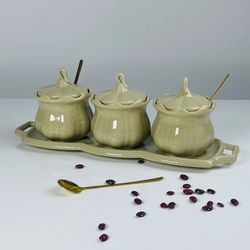 Lenardi 164-015 Набор из 3 банок 250мл с ложками на подставке в под.уп.(х9) Фарфор