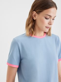 Женская футболка серо-голубой/розовый неон - folly dot.