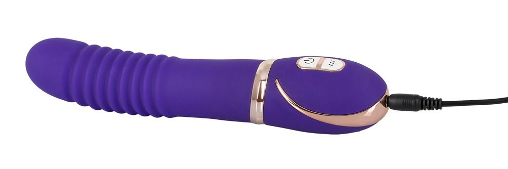 Фиолетовый водонепроницаемый вибратор Pleats с рёбрышками - 22 см. (Цвет: фиолетовый)