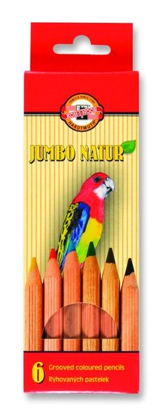 Карандаши цветные неокрашенный корпус jumbo NATUR 2171, 6 цветов