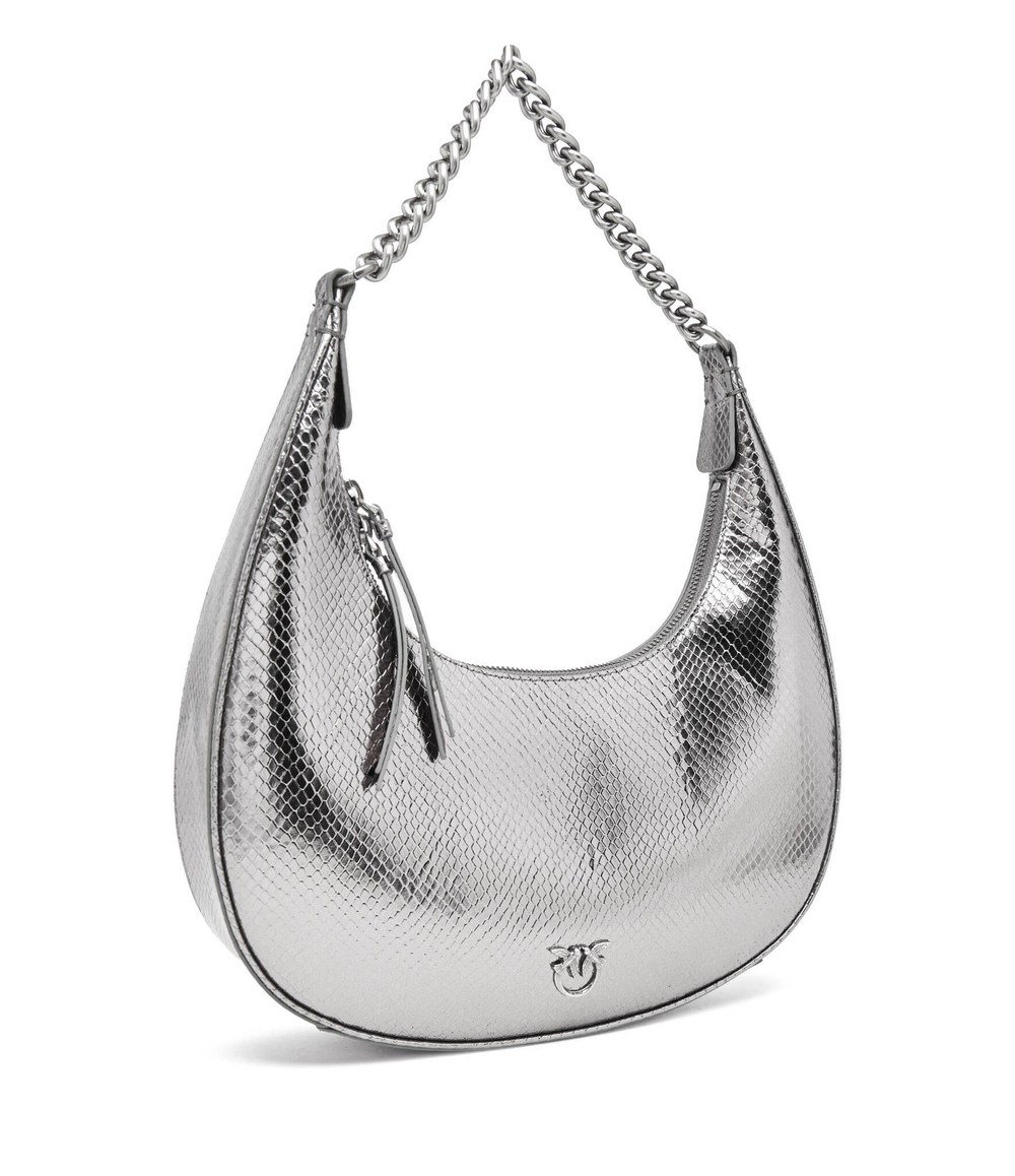 Кожаная сумка хобо brioche classic Pinko - серебряный(101526 A180)