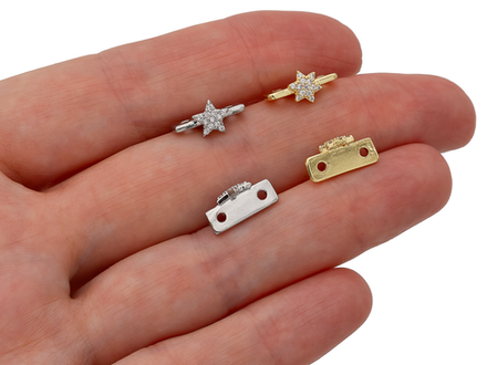 Спейсер "Звездочка" со стразами 12,5мм (для двурядных украшений) (1шт)