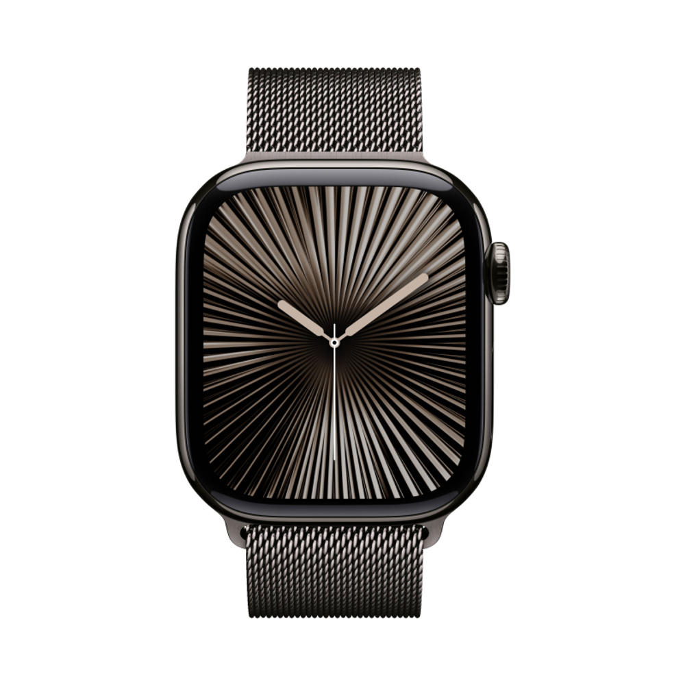 Apple Watch Series 10, 42 мм, корпус из титана цвета сланцевый титан, спортивный ремешок цвета «миланская петля» сланцевый