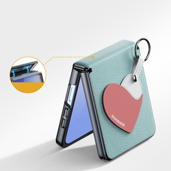 Чехол синего цвета (Love Edition) из искусственной кожи от Dux Ducis для Samsung Galaxy Z Flip 7, серия Luvy Series Case