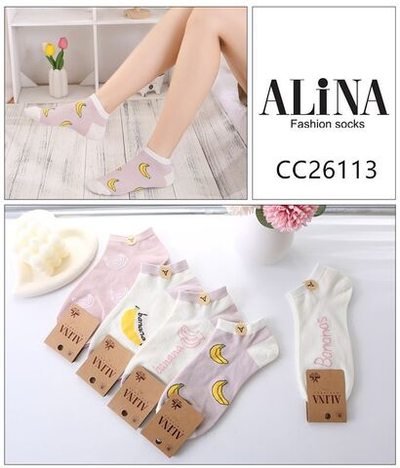 Женские короткие носки с надписями и рисунками - 10 шт