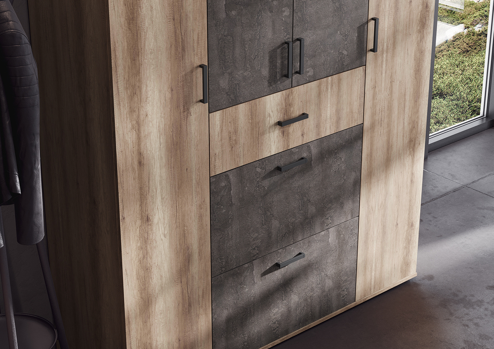 НЕЛЬСОН-3 Шкаф 4-х дверный Дуб каньон / Железный камень