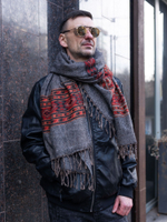Шарф теплый с этно орнаментом