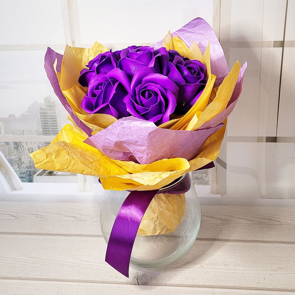 Мыльные розы фиолетовые 7 штук