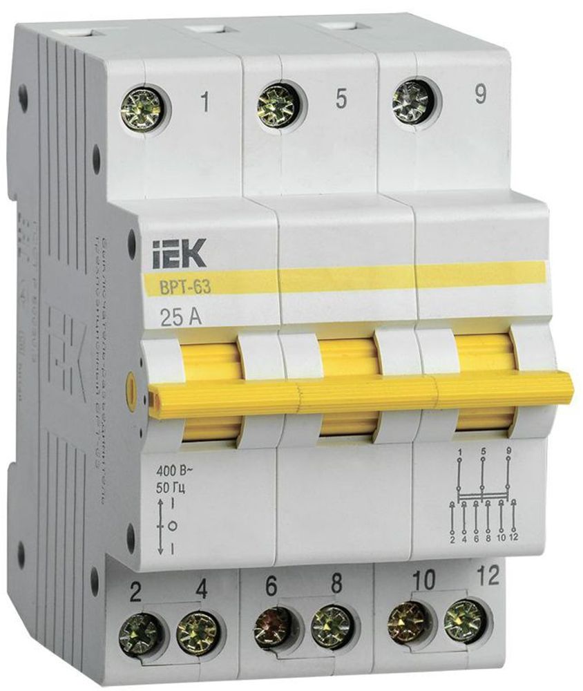 Выключатель-разъединитель трехпозиционный 3п ВРТ-63 25А KARAT IEK MPR10-3-025