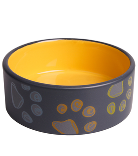 Mr.Kranch Миска керамическая для собак черная с желтым 420мл.