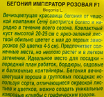 Бегония Вечноцв. Император, розовая F1 10 шт СМЦ-772
