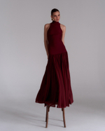 Платье с горлом, бордовое