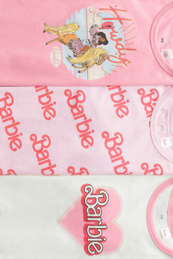 H&M Набор из трех хлопковых футболок с принтом, розовый