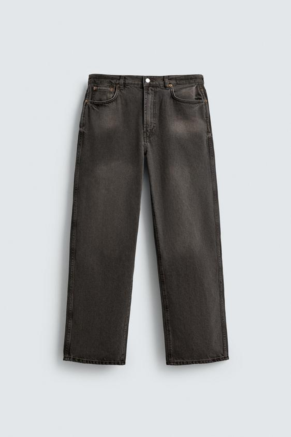 ZARA ДЖИНСЫ ПРЯМОГО КРОЯ RELAXED FIT, МЯГКИЙ СЕРЫЙ