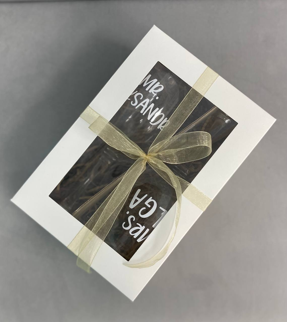 Набор парных именных бокалов в коробке на Свадьбу №3339