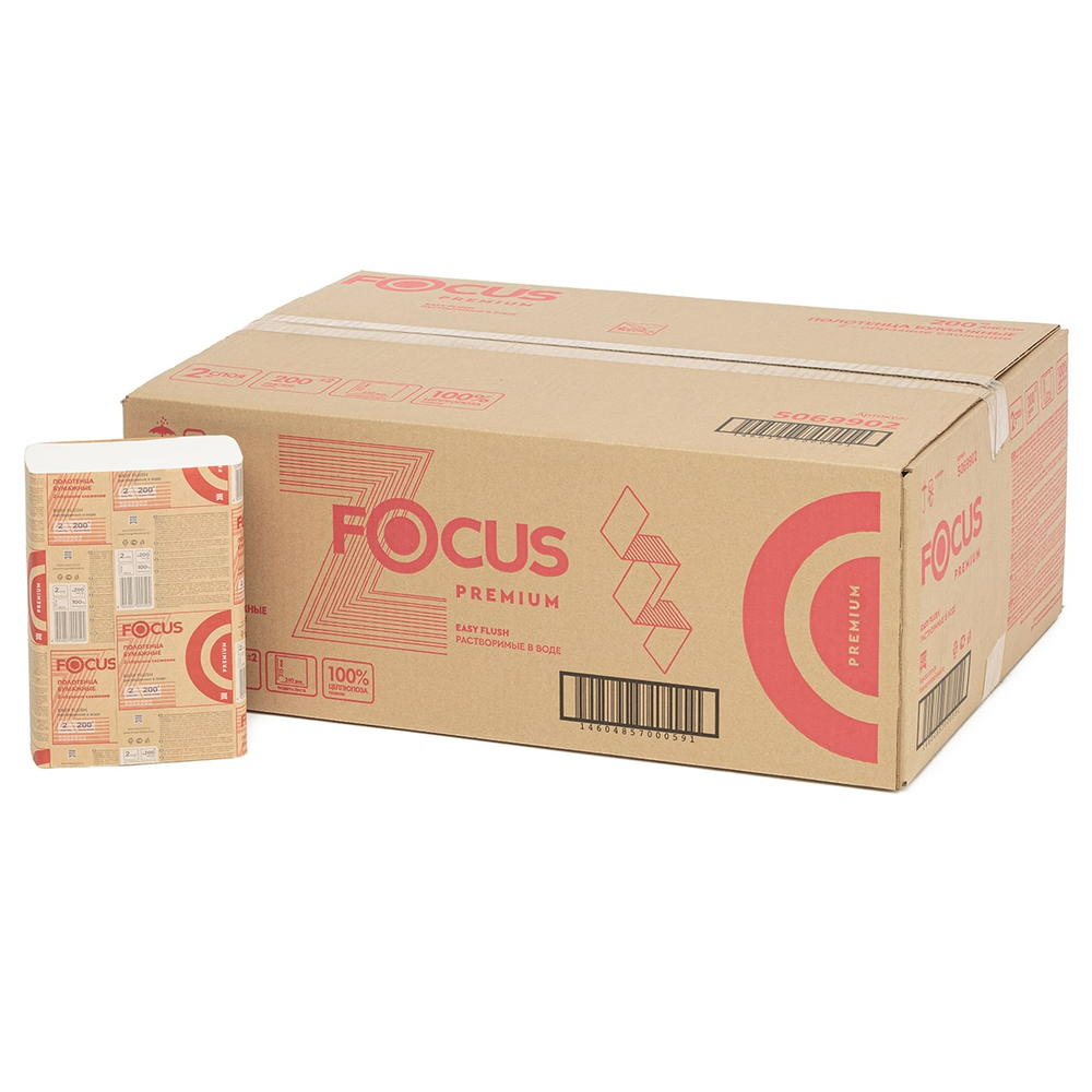 Полотенца бумажные листовые Focus Premium 5083802 Z-слож. 2-х сл. 200 л 1/20