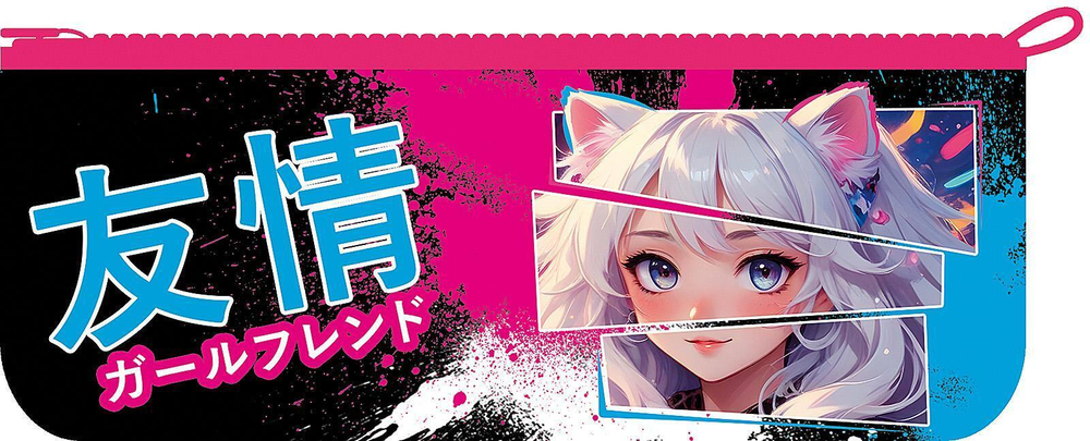 Пенал-косметичка на молнии малый, печать на ткани 195/70 "Девушка с ушками 2025" (Пчёлка)