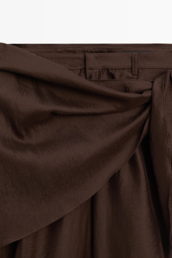 Massimo Dutti Удлиненные струящиеся шорты с платком, шоколадный