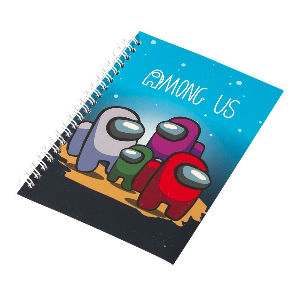 Блокнот в футляре, 13 см * 18 см, гребень, Alingar, ламинация, ручка, линия, 50 л., "Астронавты"