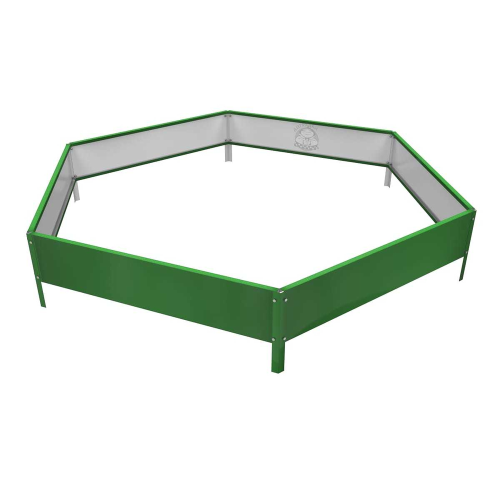 Клумба многоугольная оцинкованная с ножками 1 ярус RAL 6002 Зеленая листва