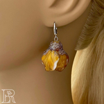 LEFIREL' Серьги серебряные женские "Мирилиса" с цветами из муранского стекла / ювелирные украшения из родированного серебра 925