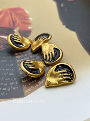 Пуговицы Скиапар. золотистые с черной эмалью 