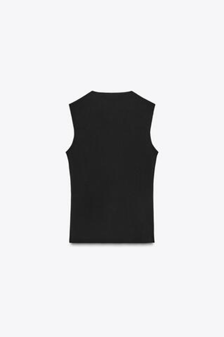 ZARA ЭЛАСТИЧНЫЙ ТОП С МЕТАЛЛИЗИРОВАННОЙ НИТЬЮ, ЧЕРНЫЙ