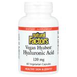 Natural Factors, Vegan Hyabest, гиалуроновая кислота, 120 мг, 60 вегетарианских капсул