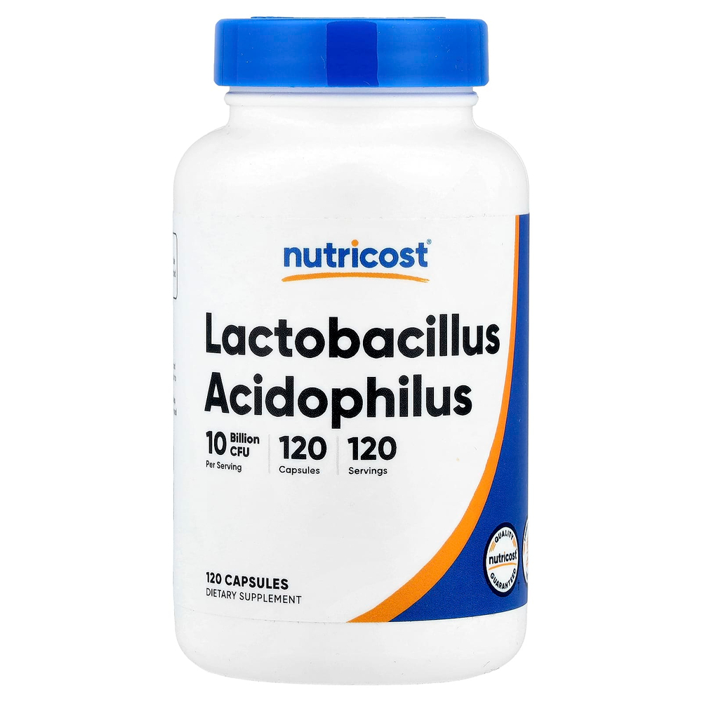 Nutricost, ацидофильные лактобактерии (Lactobacillus acidophilus), 50 мг (10 млрд КОЕ), 120 капсул