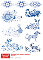 Трансфер переводной - декаль для свечей и гипса гжель 008