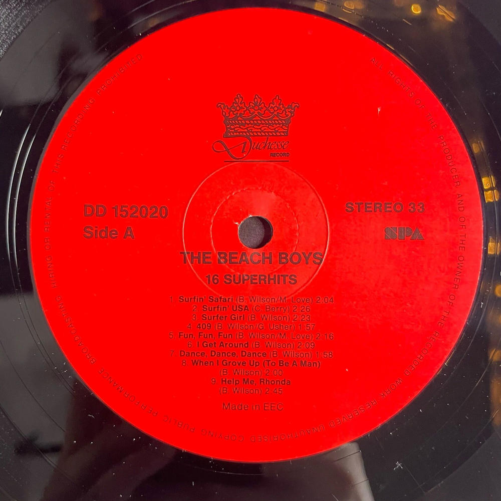 Винтажная виниловая пластинка LP The Beach Boys 16 Superhits (Germany 1988)