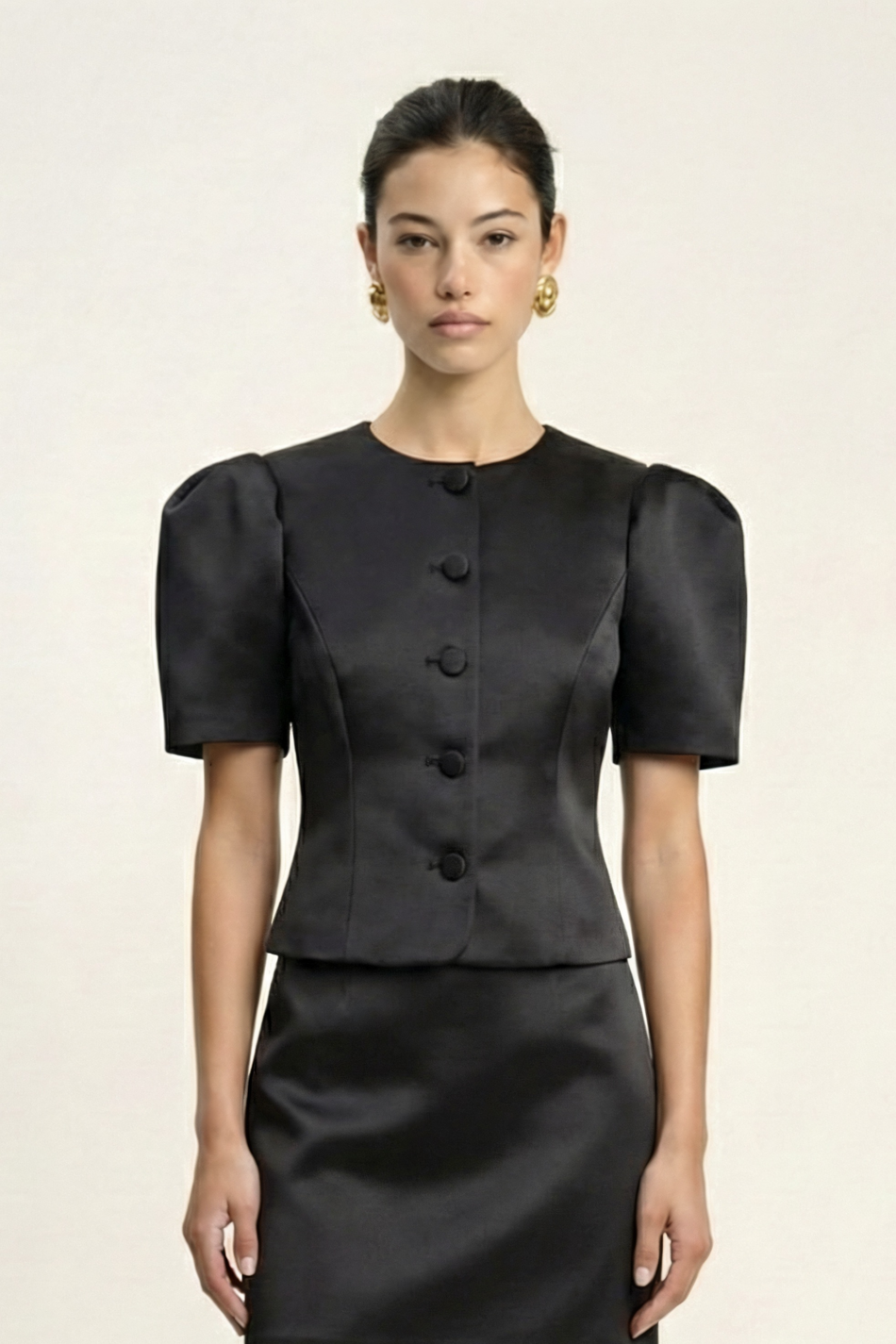 Жакет с объемными рукавами из сатина