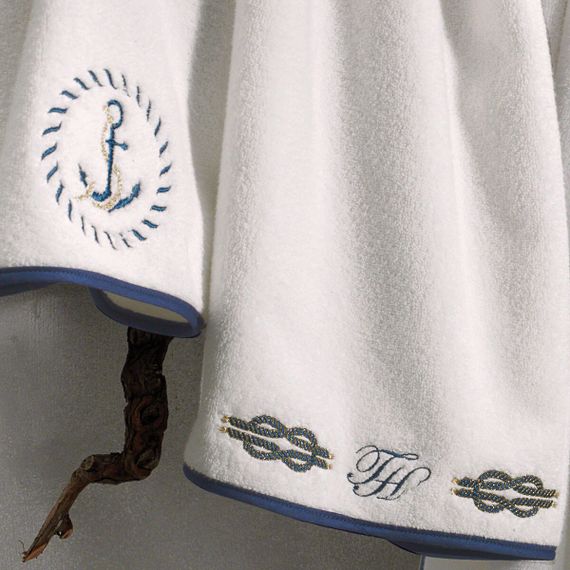 Набор полотенец Anchor с тапочками (белый, 3 предмета + тапочки) TIVOLYO HOME