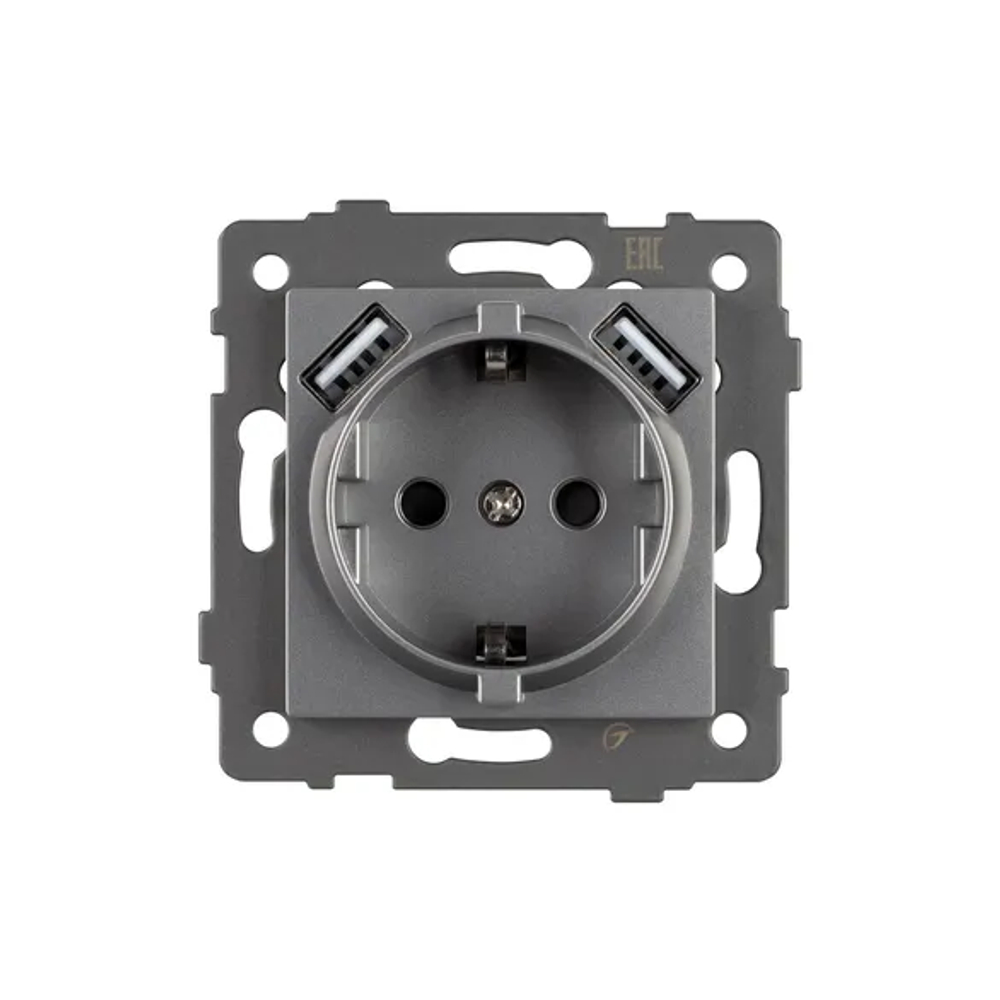 Механизм розетки с USB зарядкой SCT-MUAA-PL-GR-V (250V, 16A) (Arlight, -) 049820