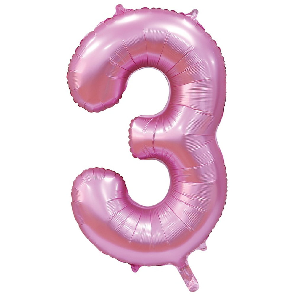 Шар фольгированный Цифра 3 101 см (Розовый)