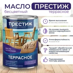 Масло ТЕРРАСНОЕ натуральное 0,9л с природным воском бесцветное Престиж