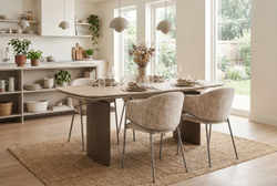 Стол CALVIN 180 MATTE ROME TRAVERTINE SOLID CERAMIC / Серый дуб, ®DISAUR