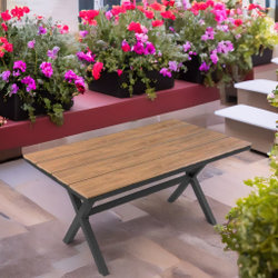 Алюминиевый обеденный стол 150*90 см ПОЛИВУД МЕРИДА «POLYWOOD MERIDA» цвет тик