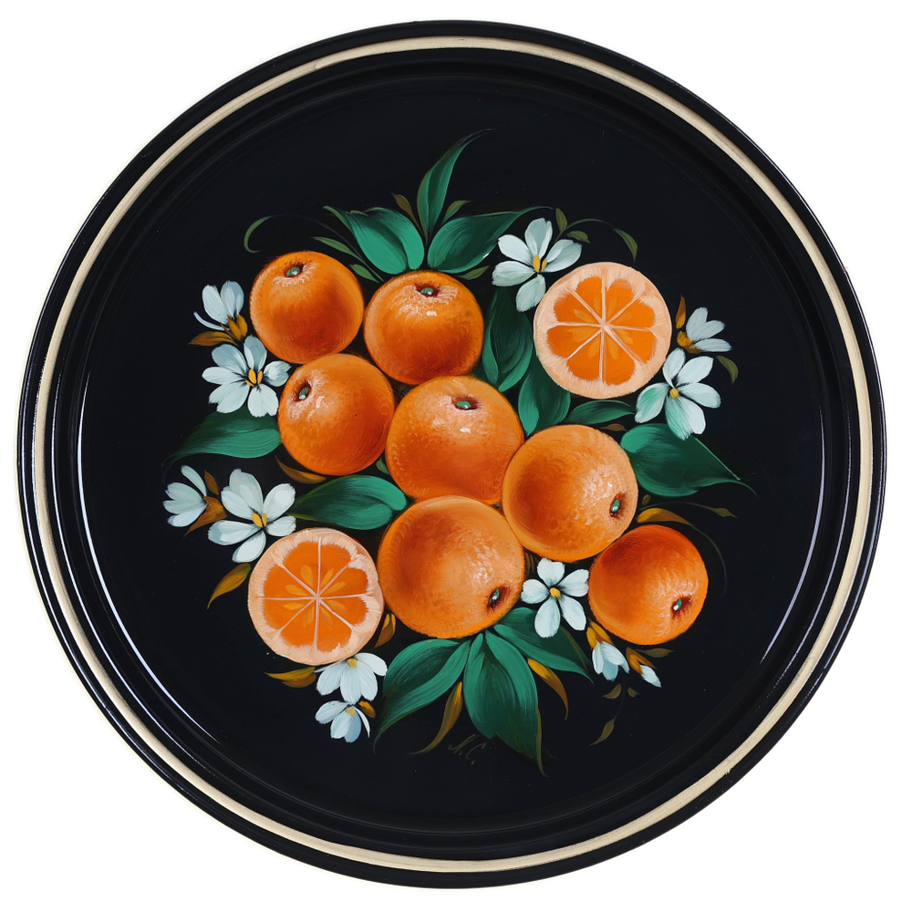 Жостовский поднос декоративный, размер 30 см (A9), металлический