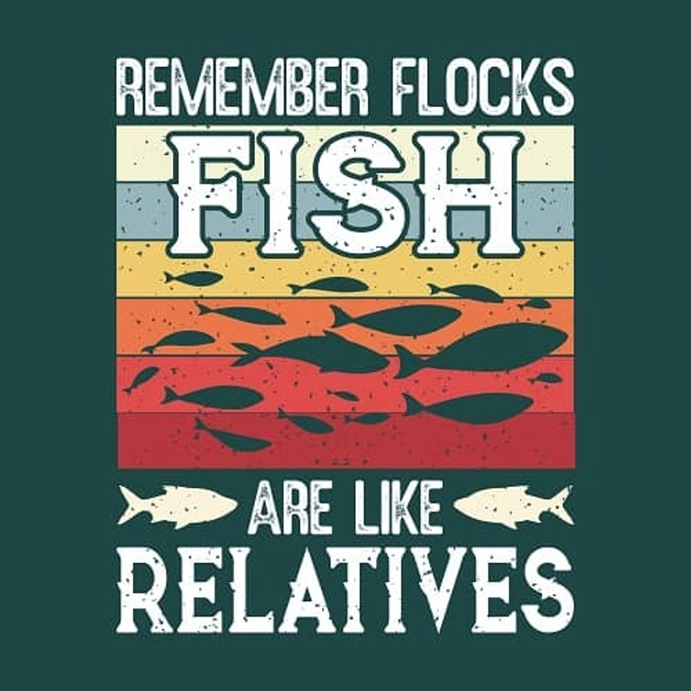 принт с рыбами Flocks fish are like relatives зеленый