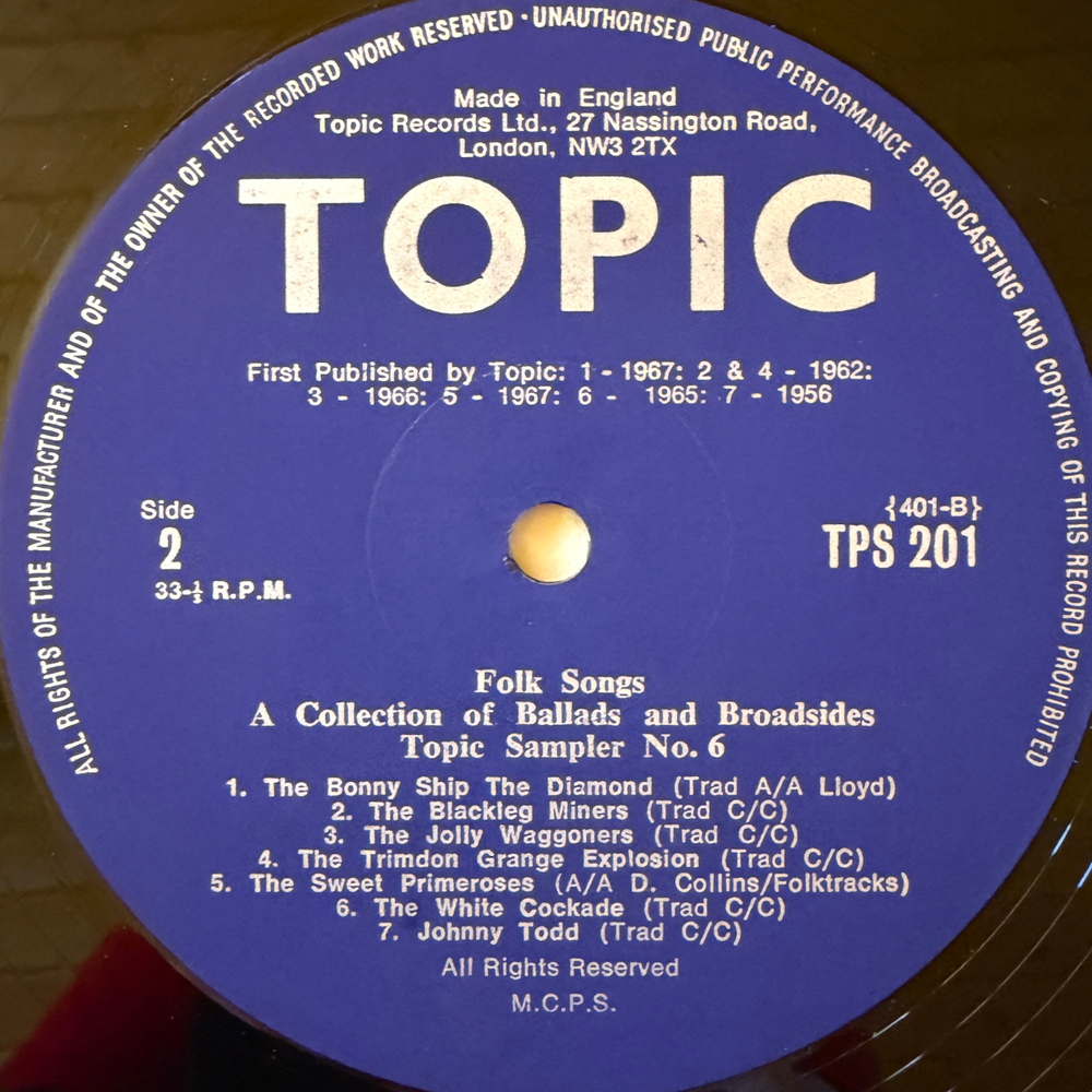 Сборник Folk Songs - A Collection Of Ballads And Broadsides (Англия 1970г.)Т