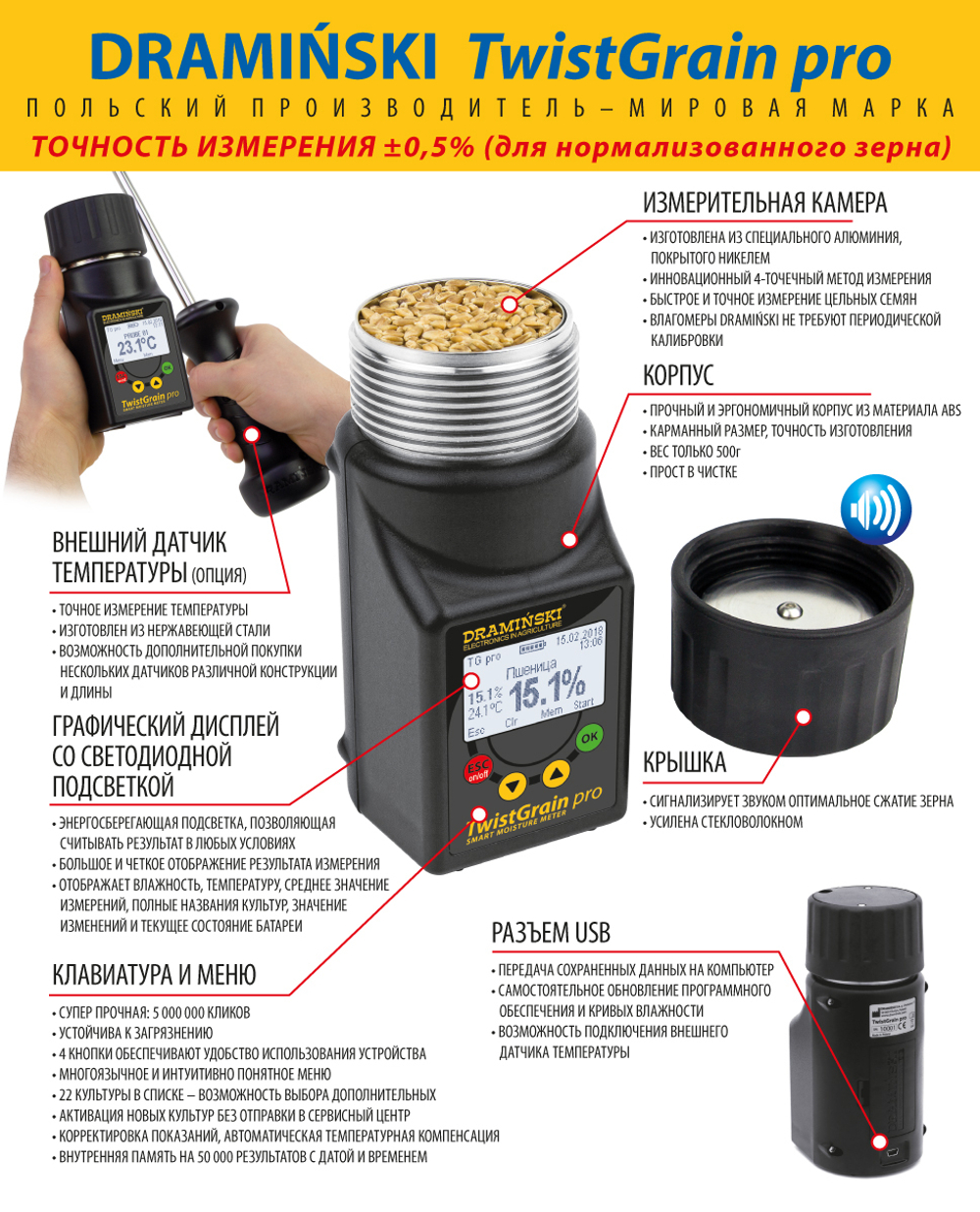 Влагомер DRAMINSKI TwistGrain pro (Польша)
