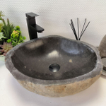 Каменная раковина из речного камня RS-63554 (47*42*15) 0122
